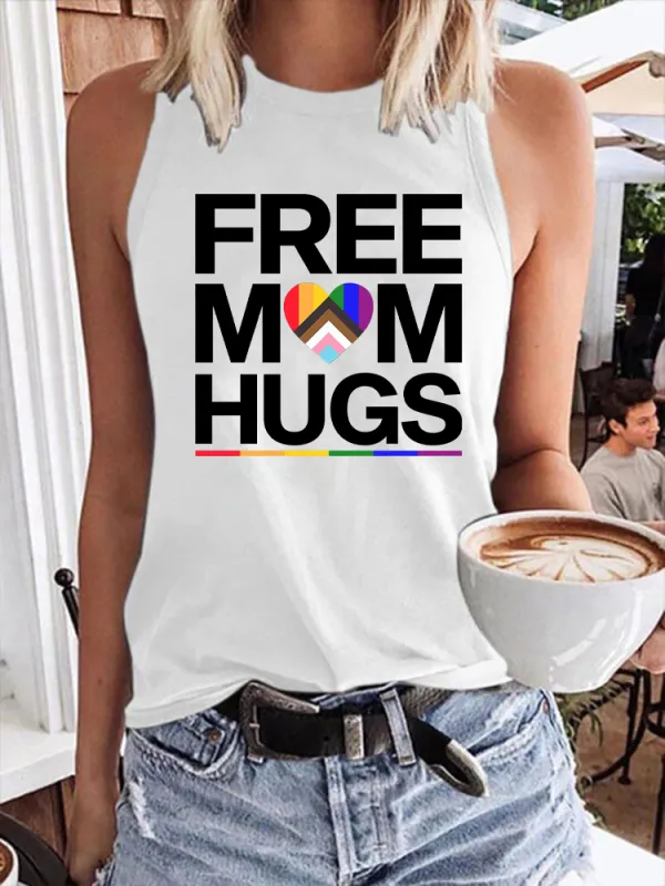 Women's Gay Day Free Mom Hugs Crew Neck Vest