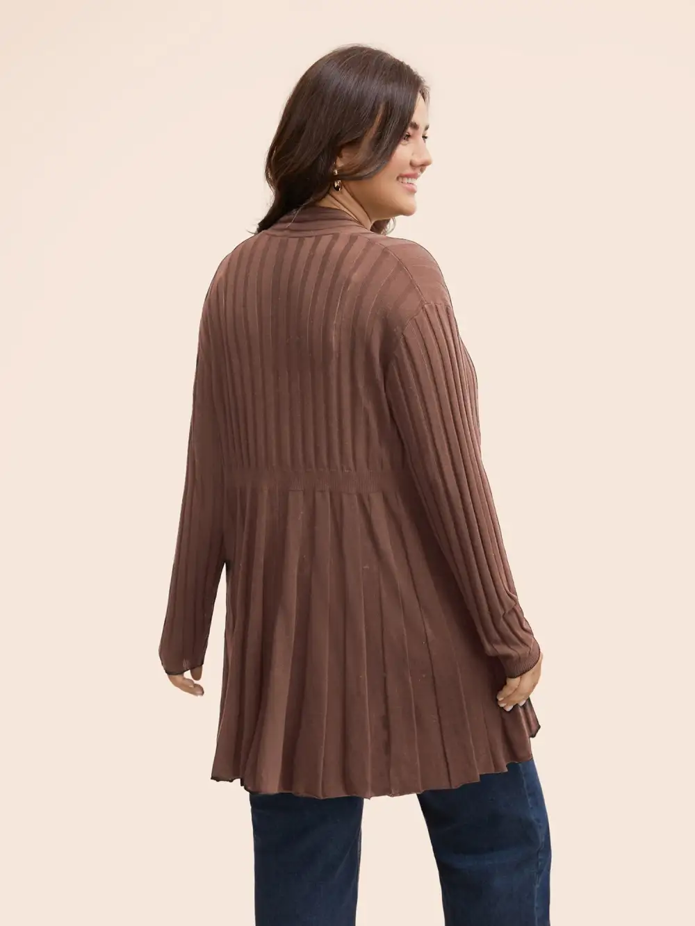 Plain Textured Kimono Collar Cardigan