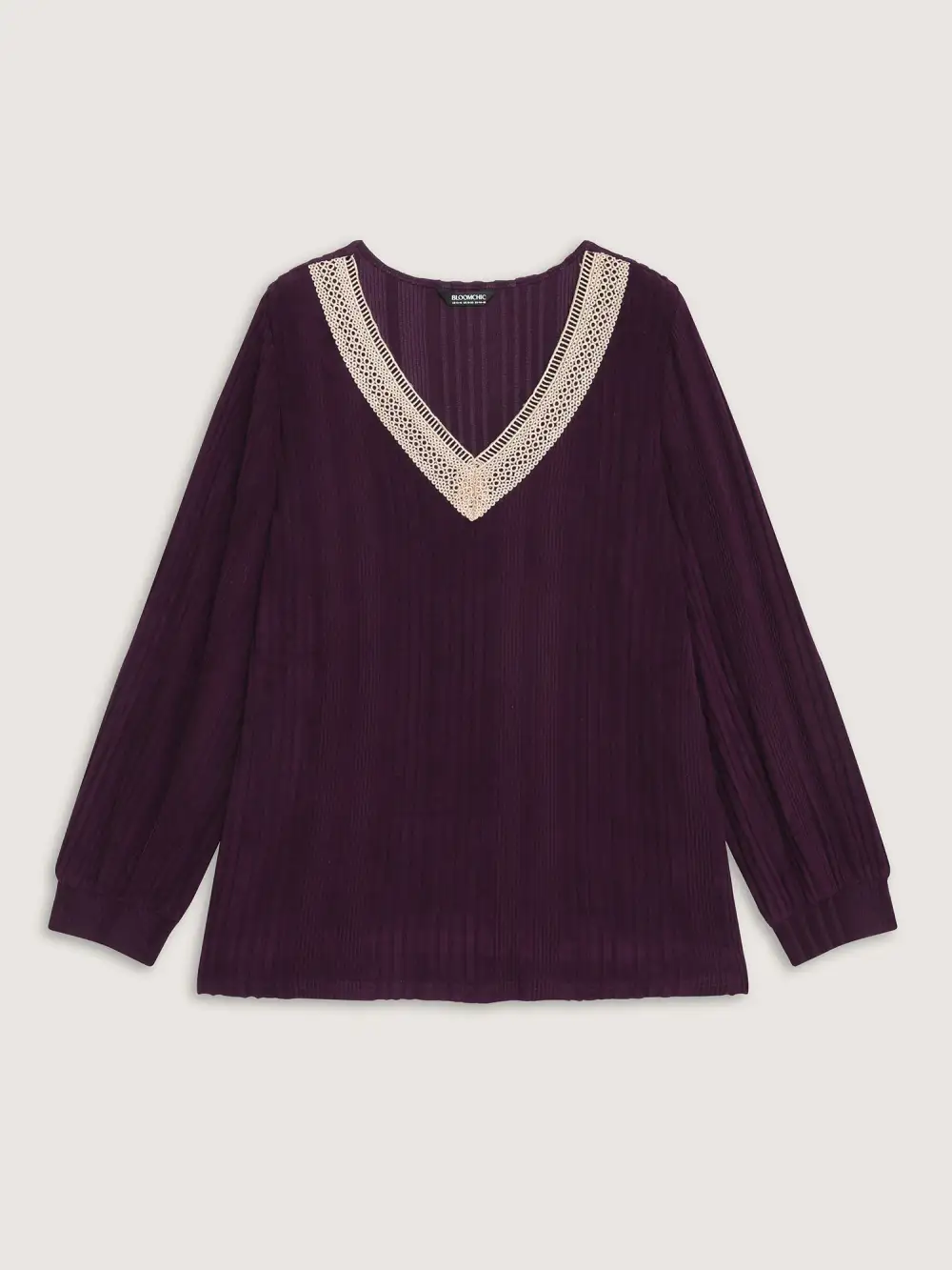 Textured Contrast Neckline Solid T-Shirt