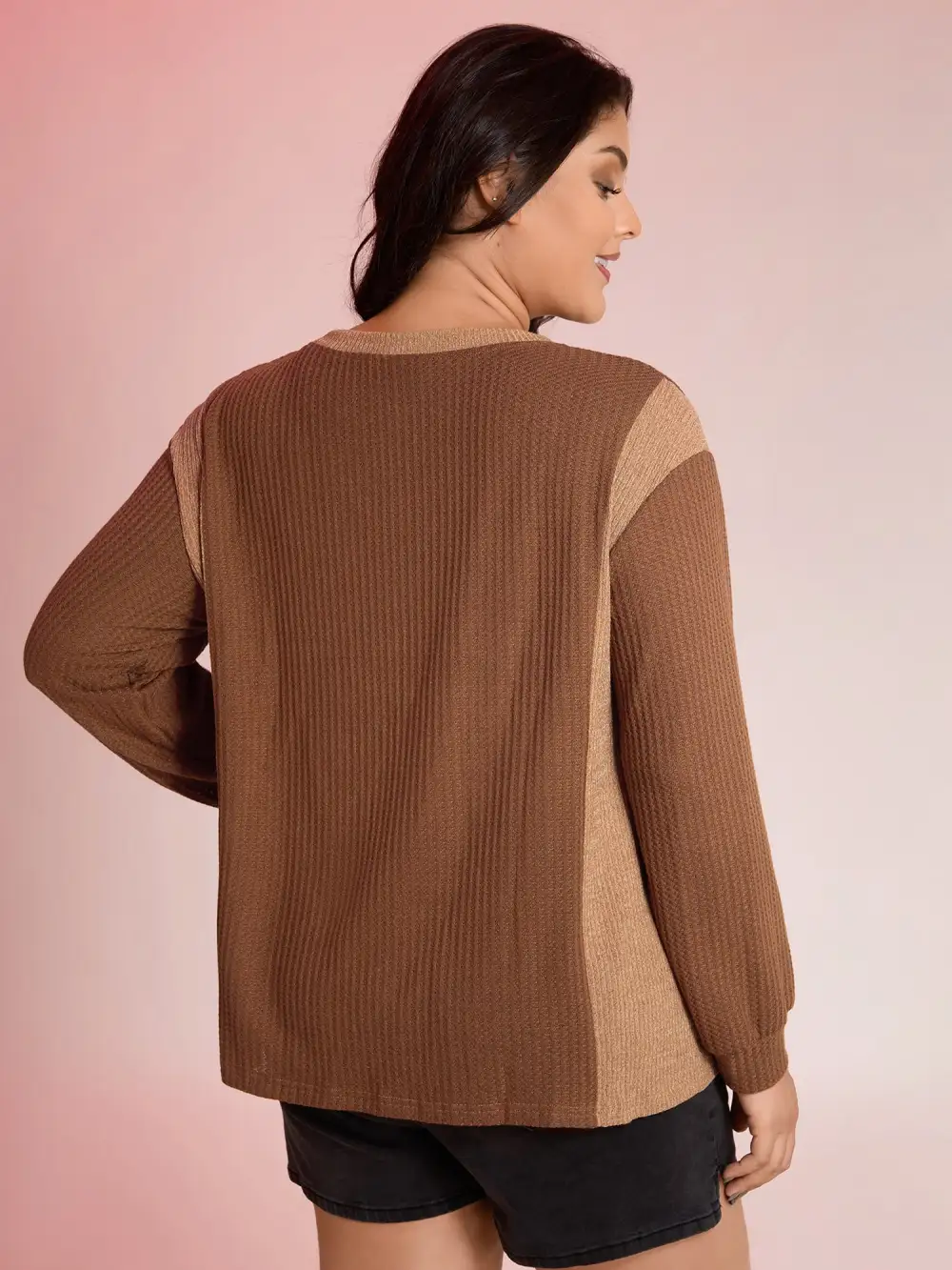 Color Stripe Relaxed Fit Round Neck Sweatshirt