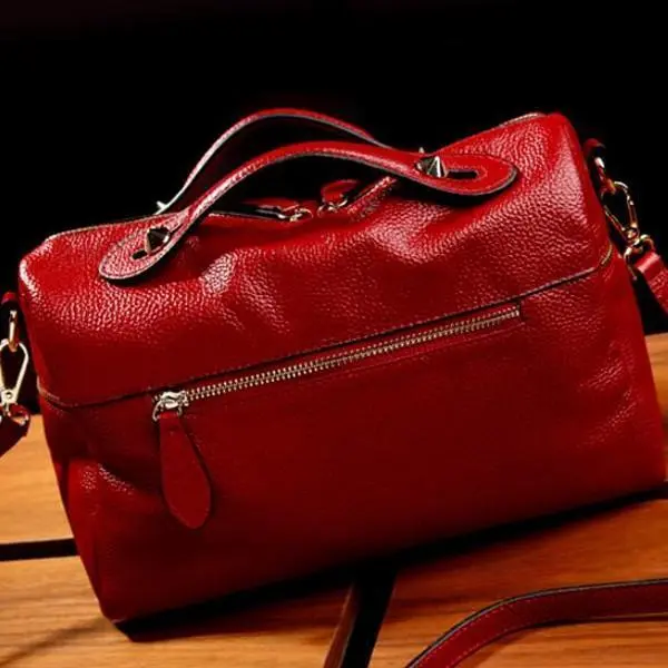 Cowhide PU Leather Handbag Multi Pockets Crossbody Bag