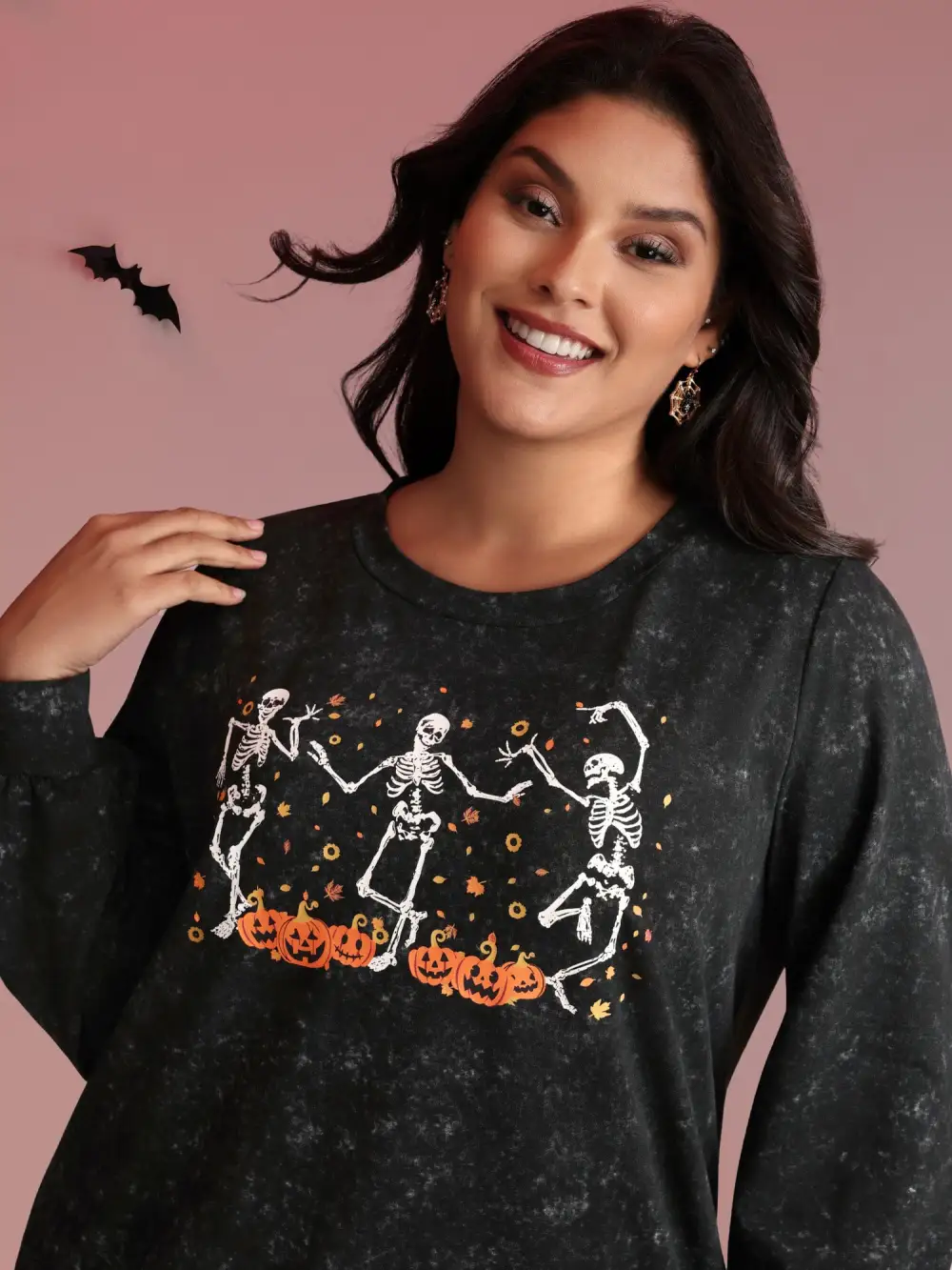 Skeleton Halloween Party Snowflake Effect Sweatshirt