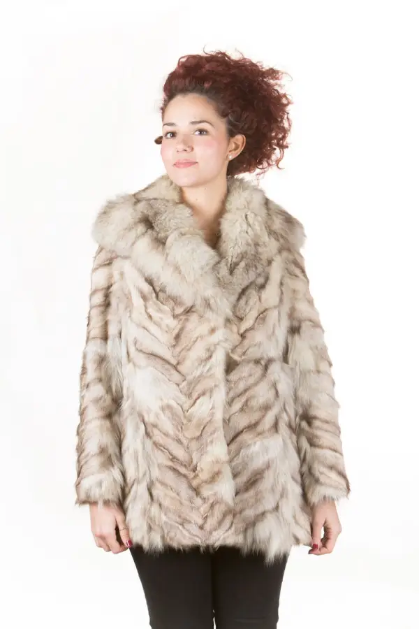 Silver Blue Paws Fox Fur Coat Fox Collar Full Length