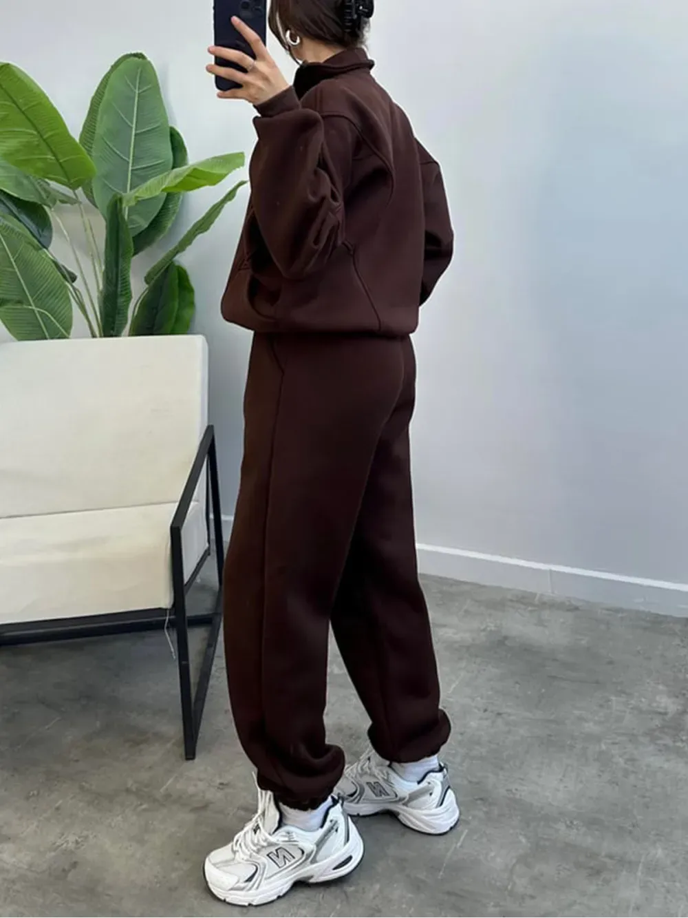 Women's 2 Piece Sets Zipper Outfits Casual Long Sleeve  Sweatsuits Sets