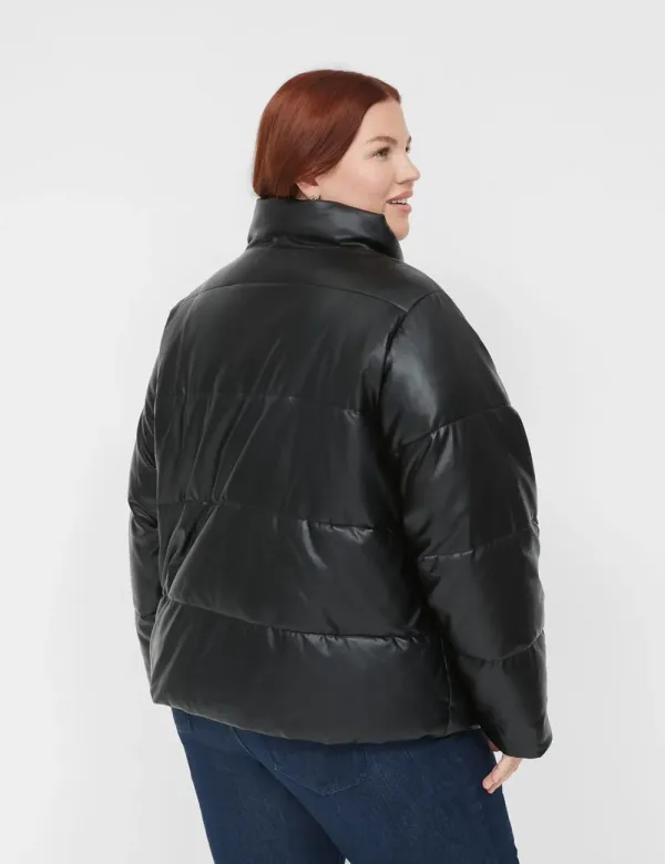 Faux-Leather Puffer