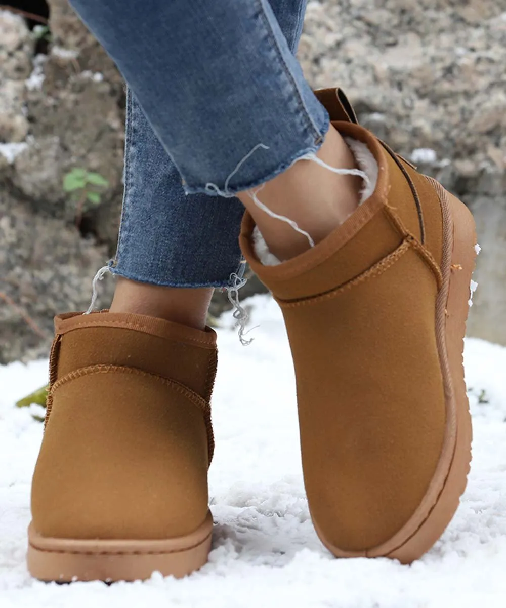 Brown Faux Fur-Lined Ankle Snow Boot - Women