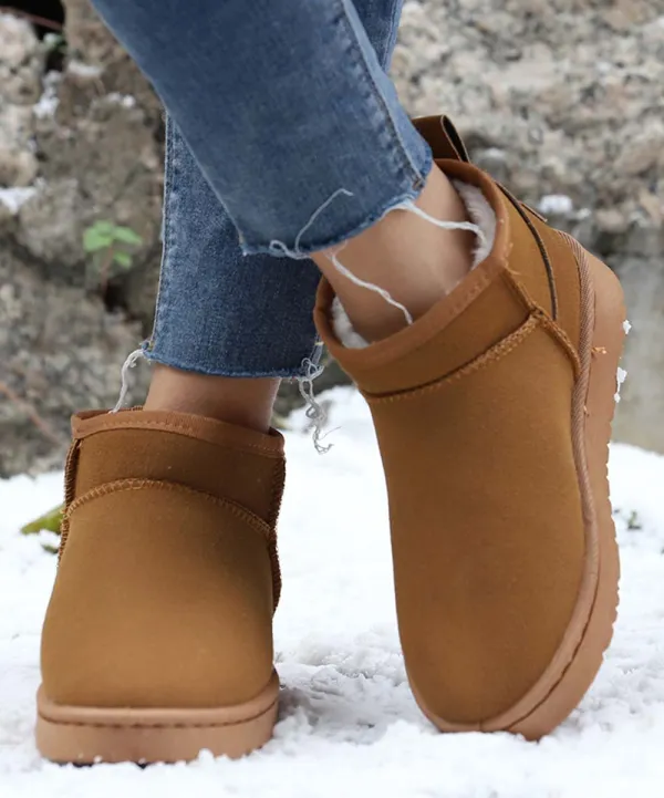 Brown Faux Fur-Lined Ankle Snow Boot - Women