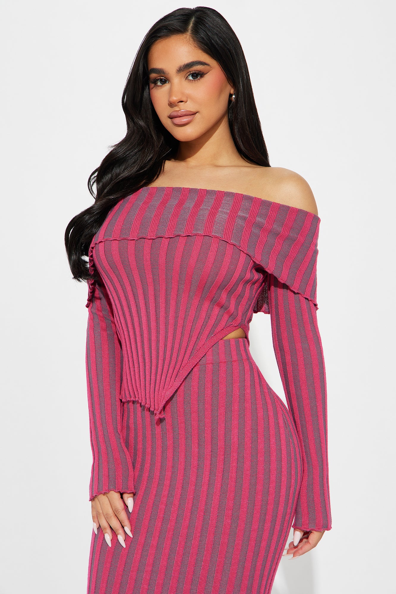 Elena Sweater Skirt Set - Fuchsia
