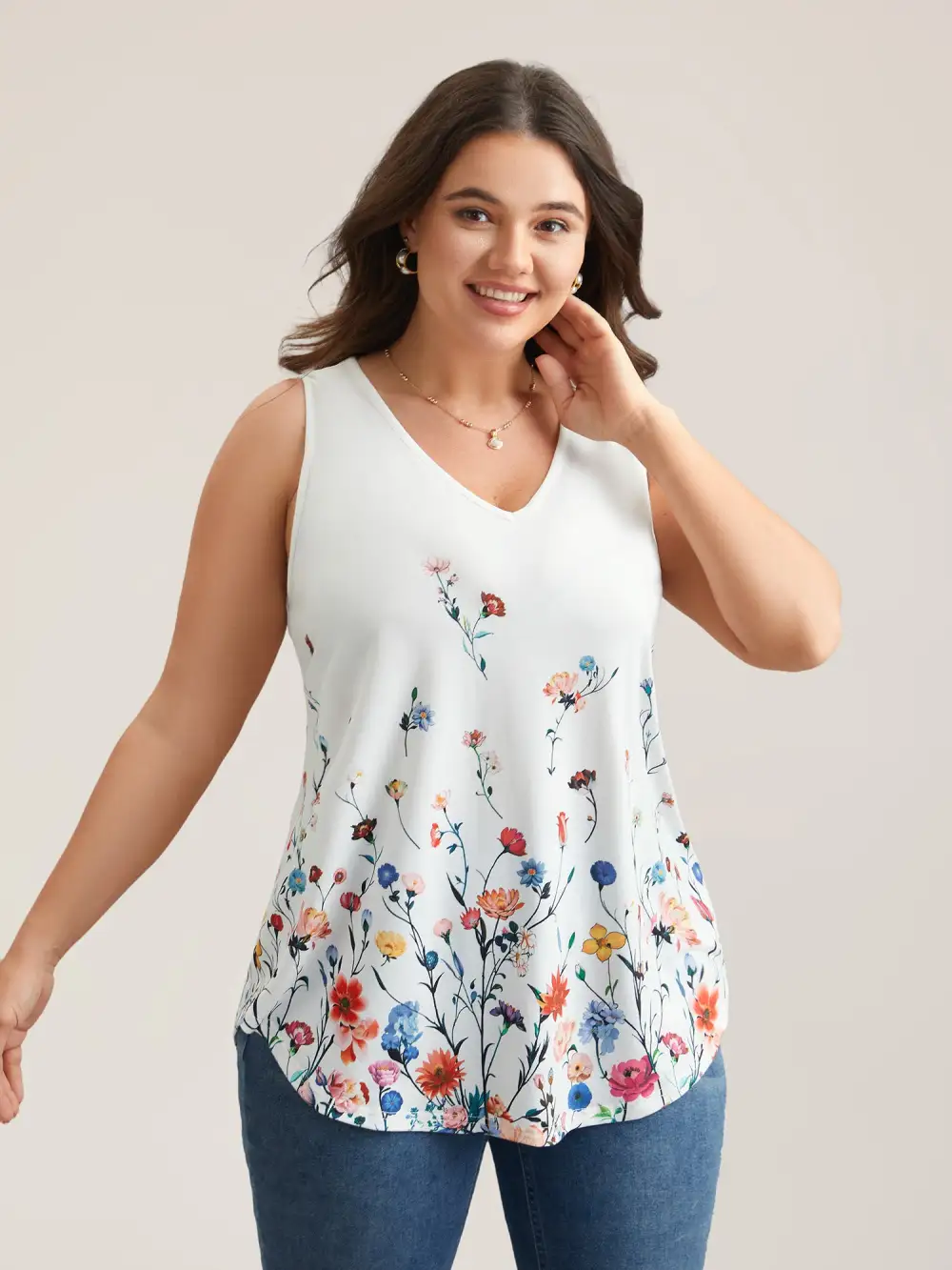 Blooming Flowers Print Stretchy Vest