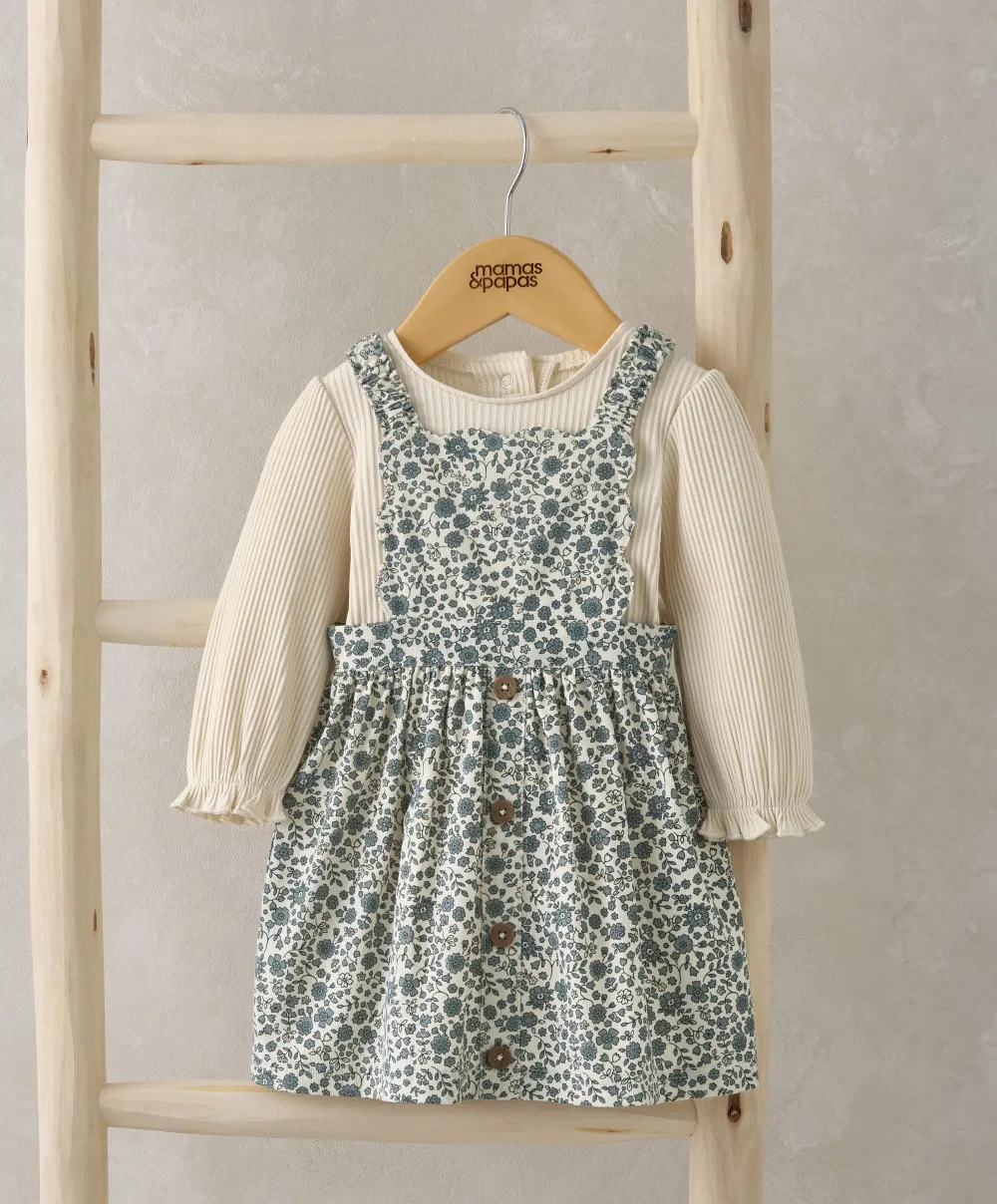 Cord Pinafore & Bodysuit - Blue