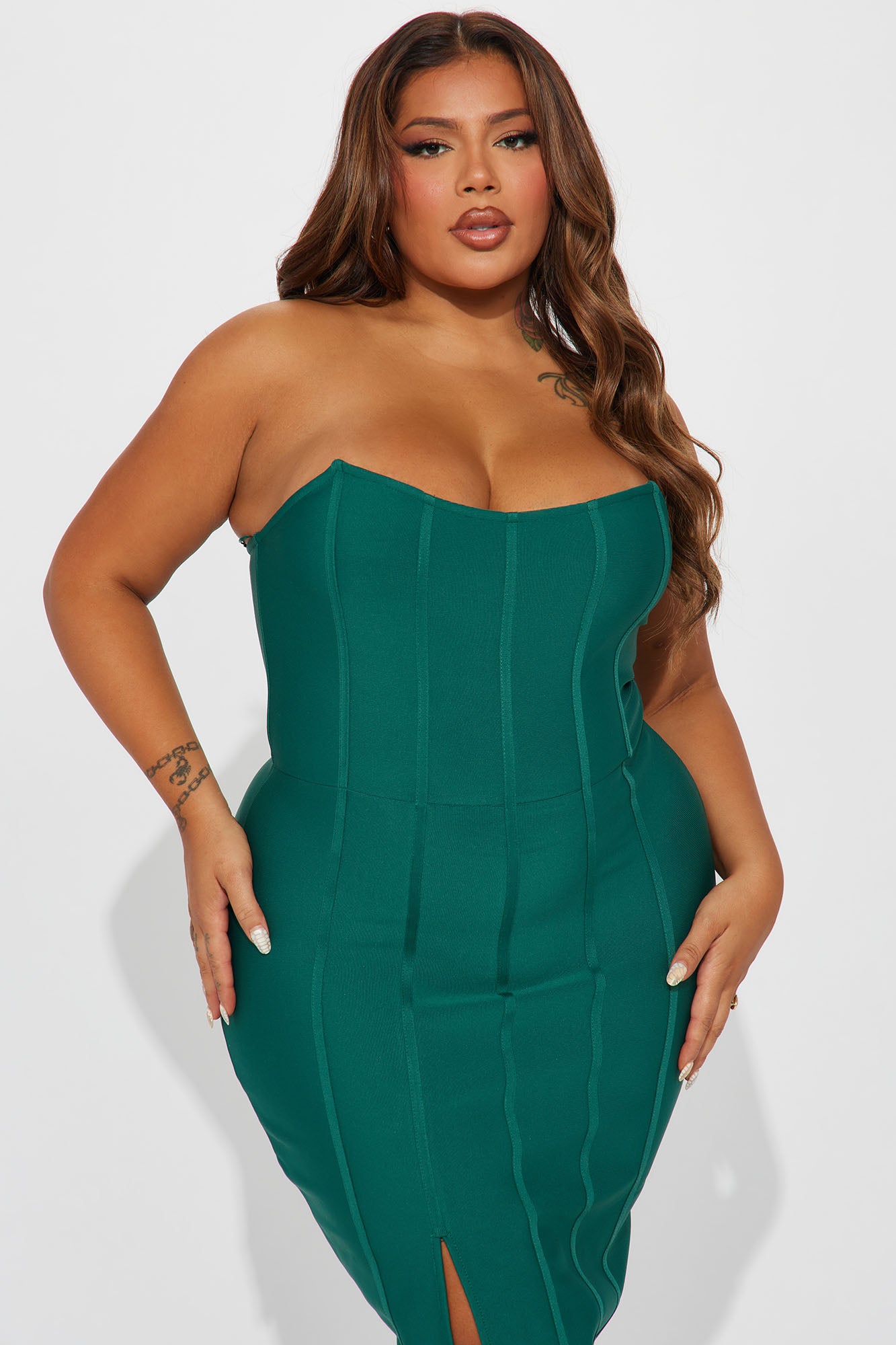 Carla Bandage Midi Dress - Hunter