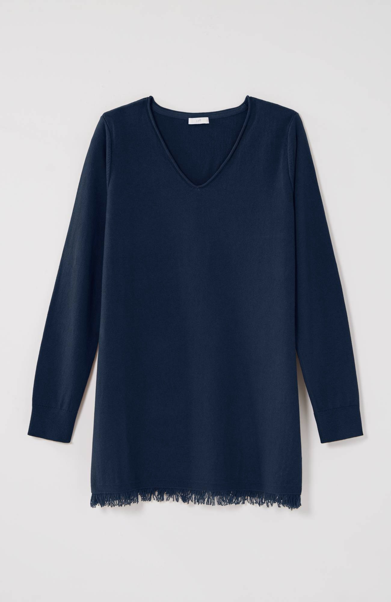 easy fringed-hem v-neck tunic
