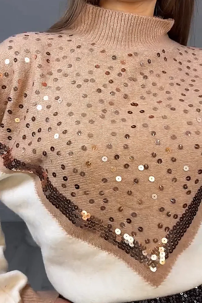 Women's fashion leopard print sequined sweater