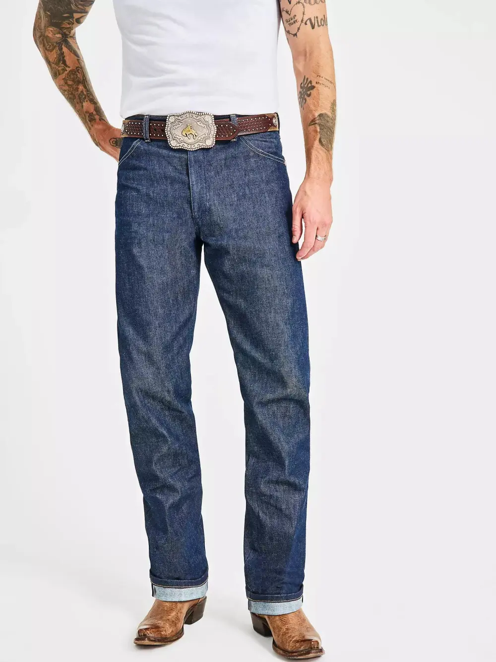 WRANGLER COWBOY CUT ORIGINAL FIT SELVEDGE STRETCH JEAN IN RAW INDIGO