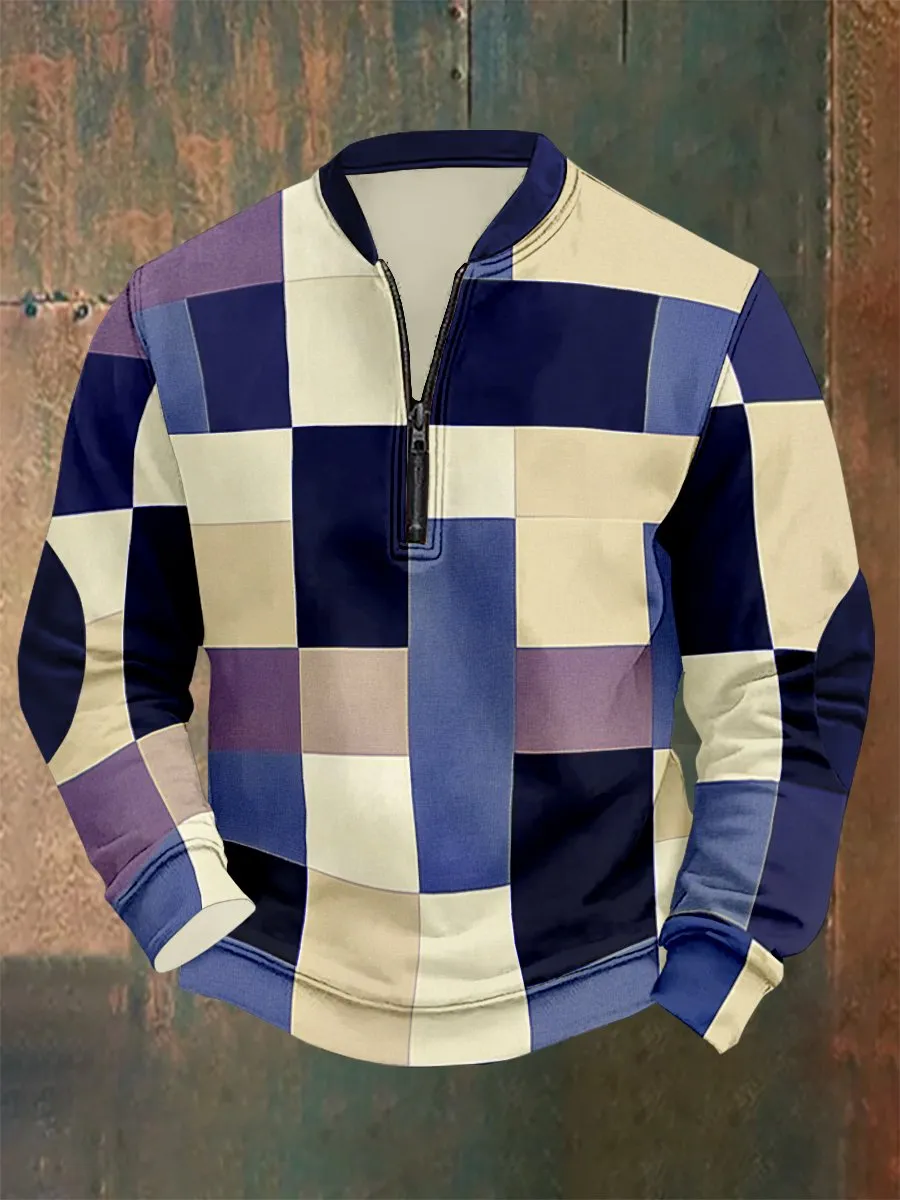 Men's Vintage Geometric Style Print Sweatshirt