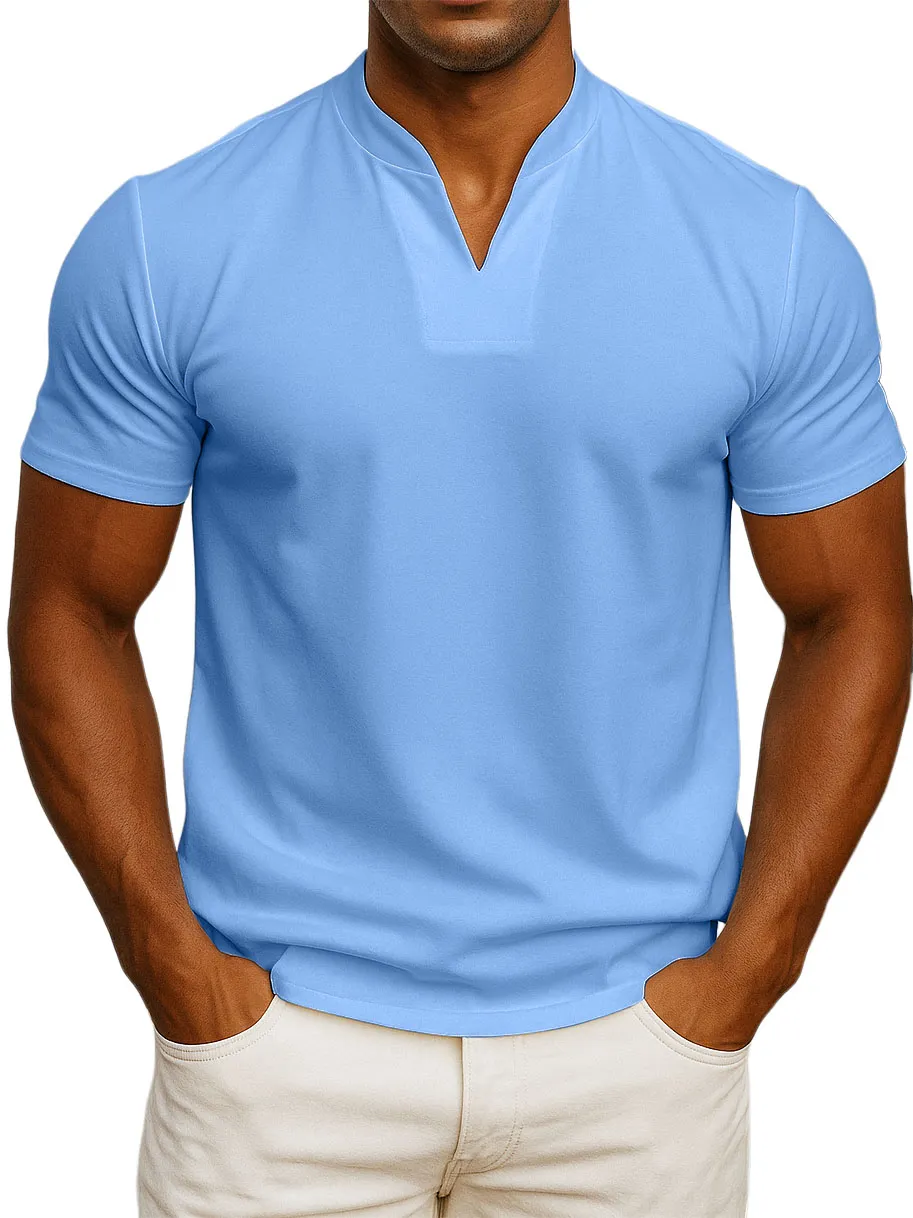 Men's V-neck Fitness Short-sleeved Fitness T-shirts