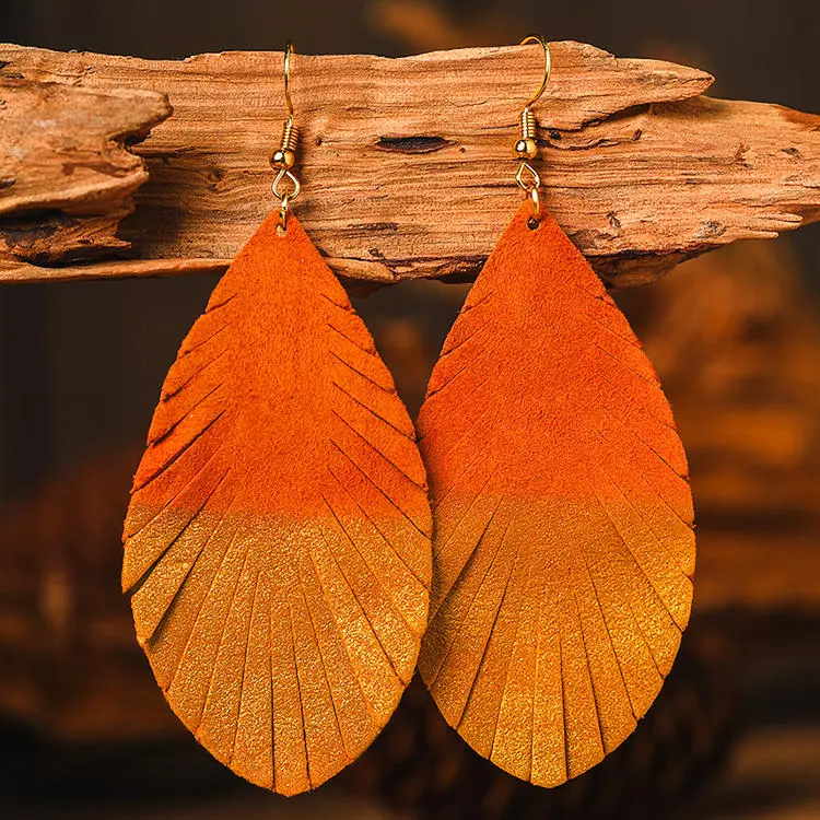 Color Block Leaf Hook Earrings