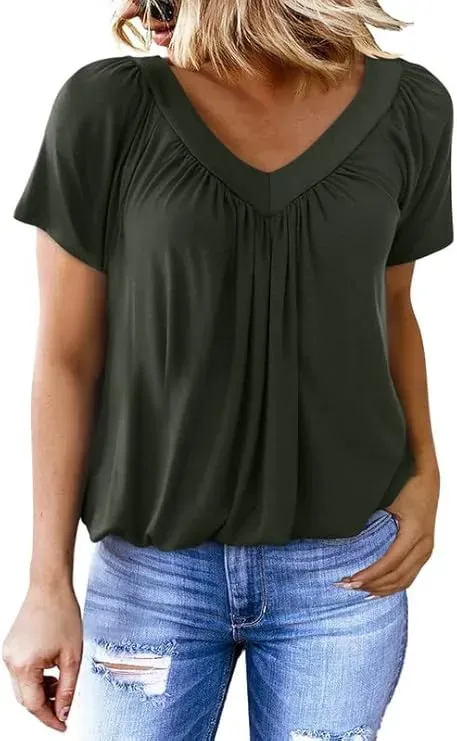 ✨Women's Casual Short Sleeve V Neck Basic T-shirts