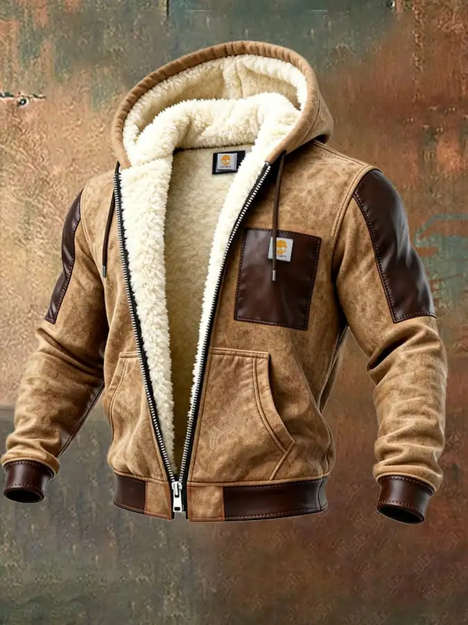Men's Vintage Suede and Leather Multi-Pocket Outdoor Jacket