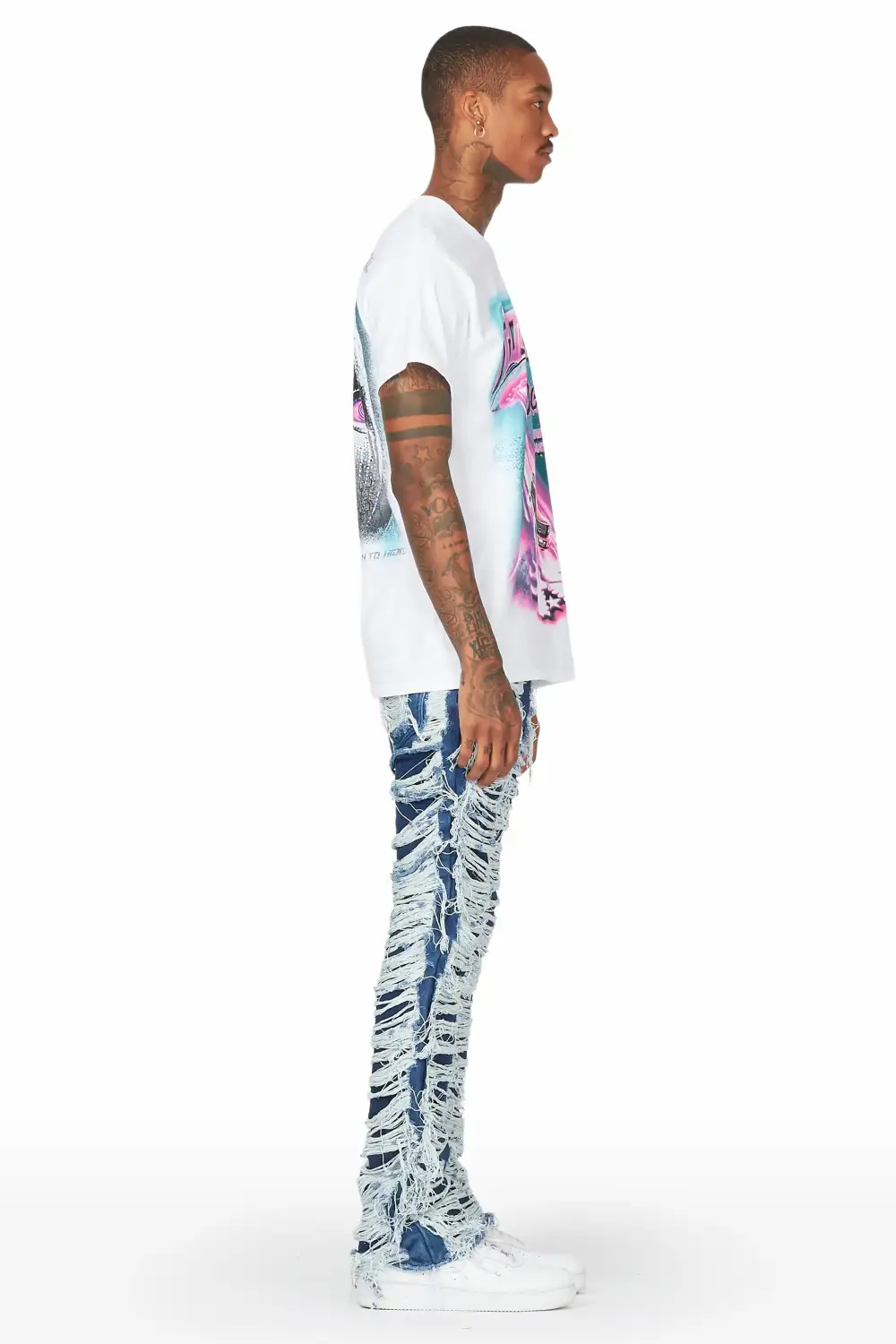 Conrad Blue Stacked Flare Jean