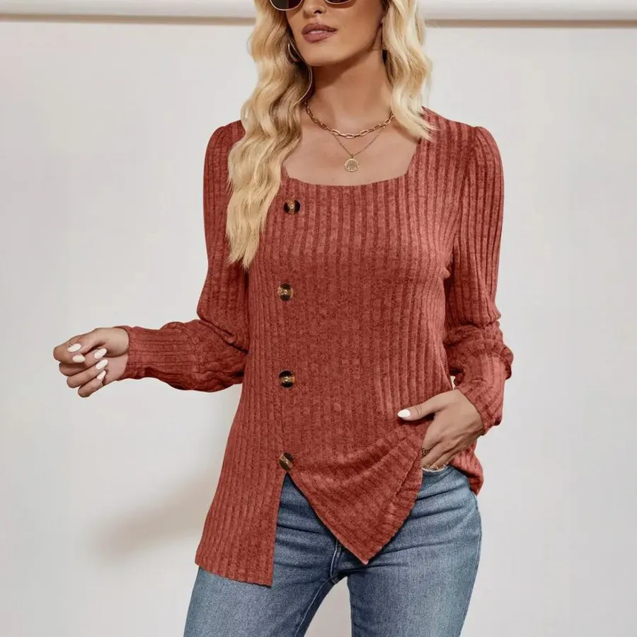 Maud Casual Chic Top with Square Collar