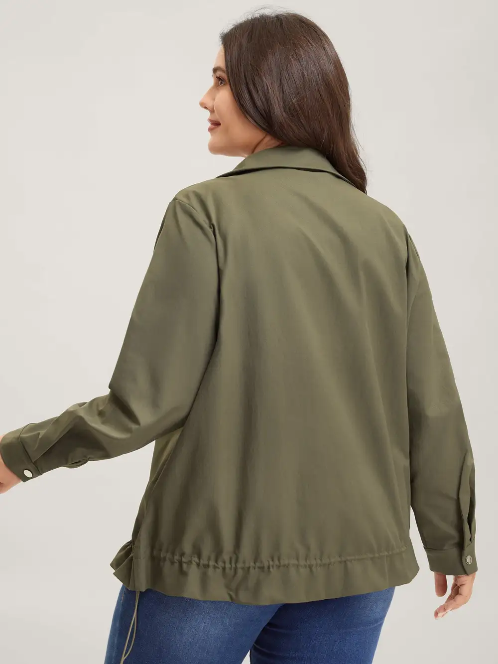 Elastic Adjustable Hem Pockets Jacket