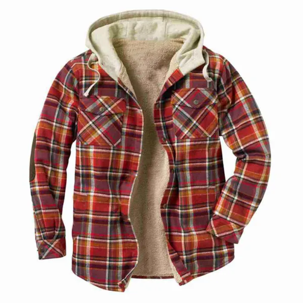Plaid Stitching Men's Outdoor Jacket