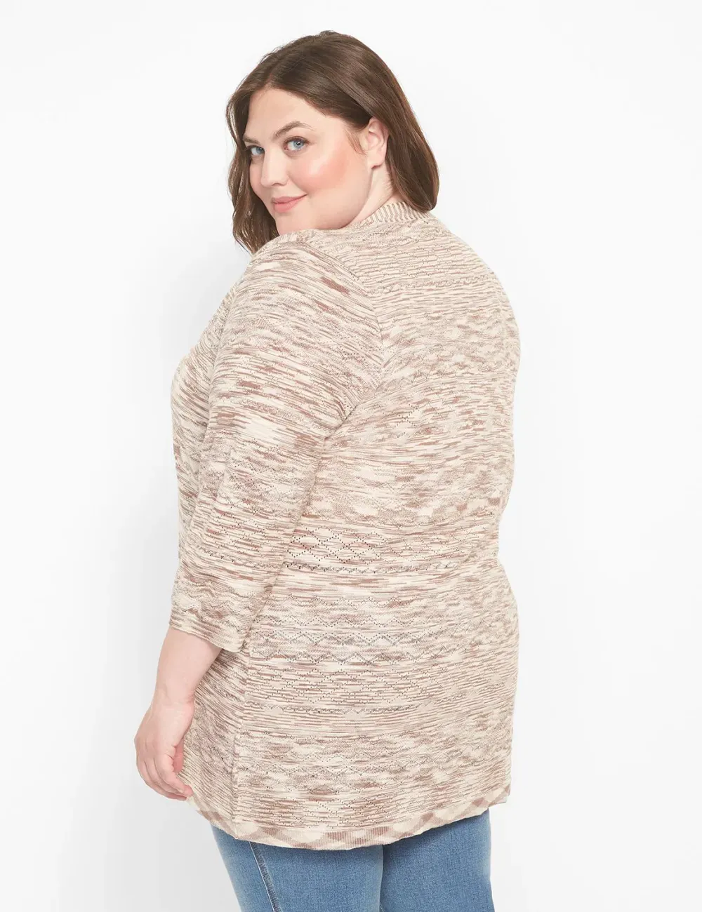 Classic 3/4-Sleeve Open-Front Pointelle Overpiece