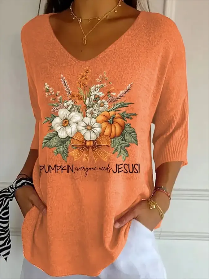 Women's Casual Autumn Style  Knitted T-shirt