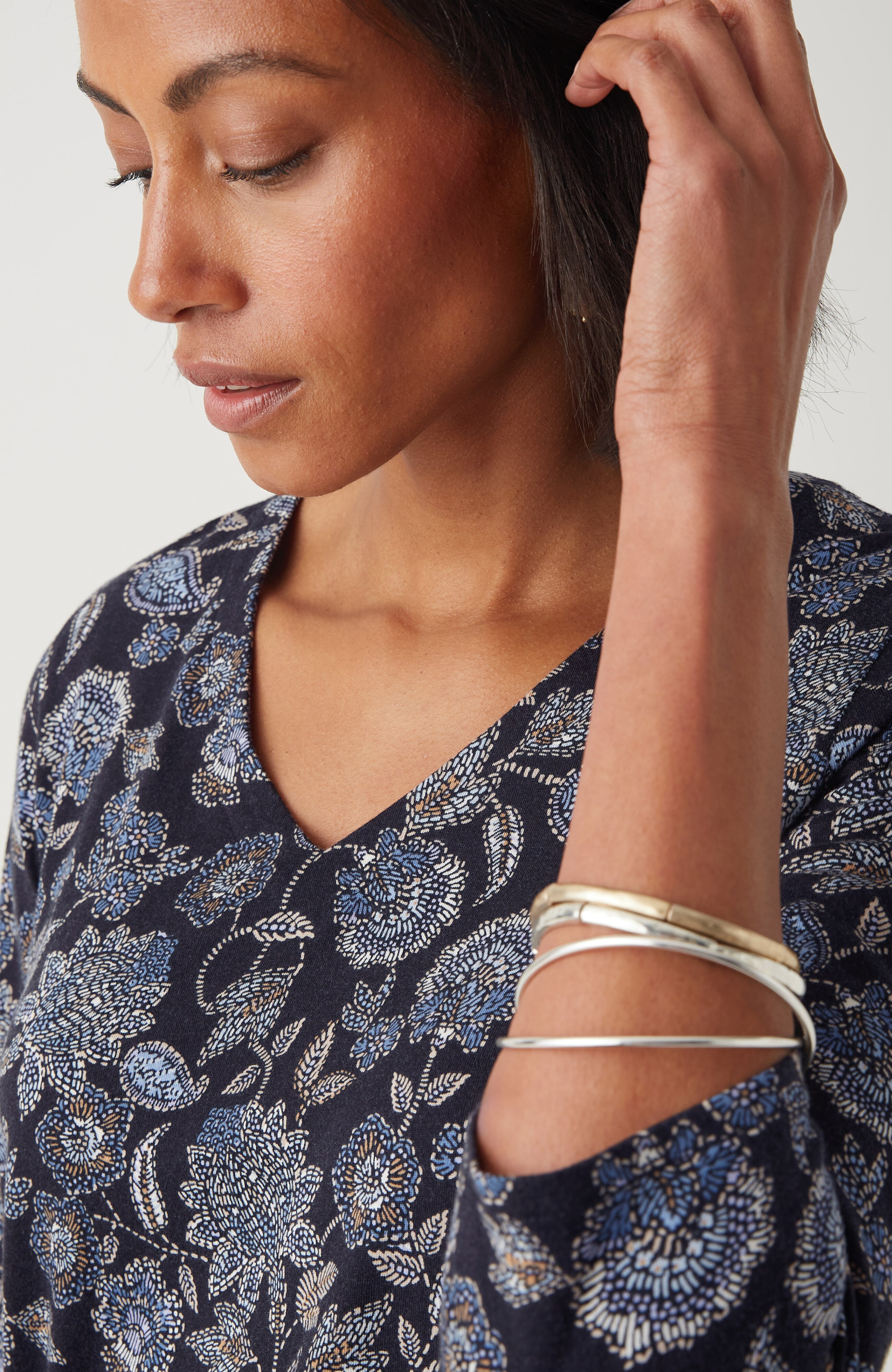 Pure Jill Printed V-Neck Tee