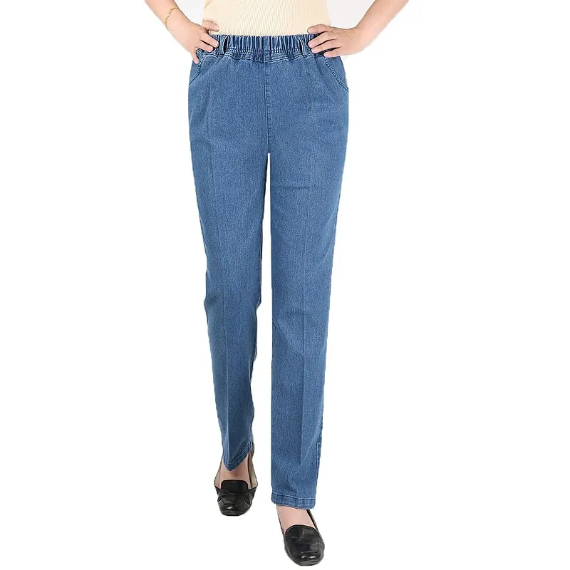 Women's Pants Trousers Jeans Elastic Waist Loose Jeans Classic Modern Regular Spring &  Fall Blue Dark Blue Light Blue