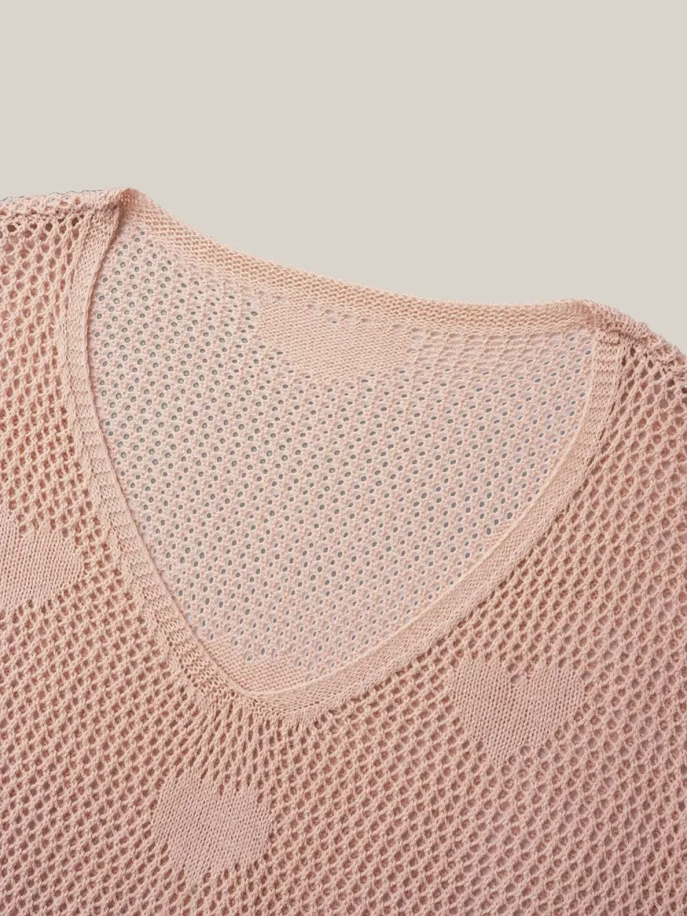 Heart Pattern Drawstring Textured Sheer Swim Cover-Up