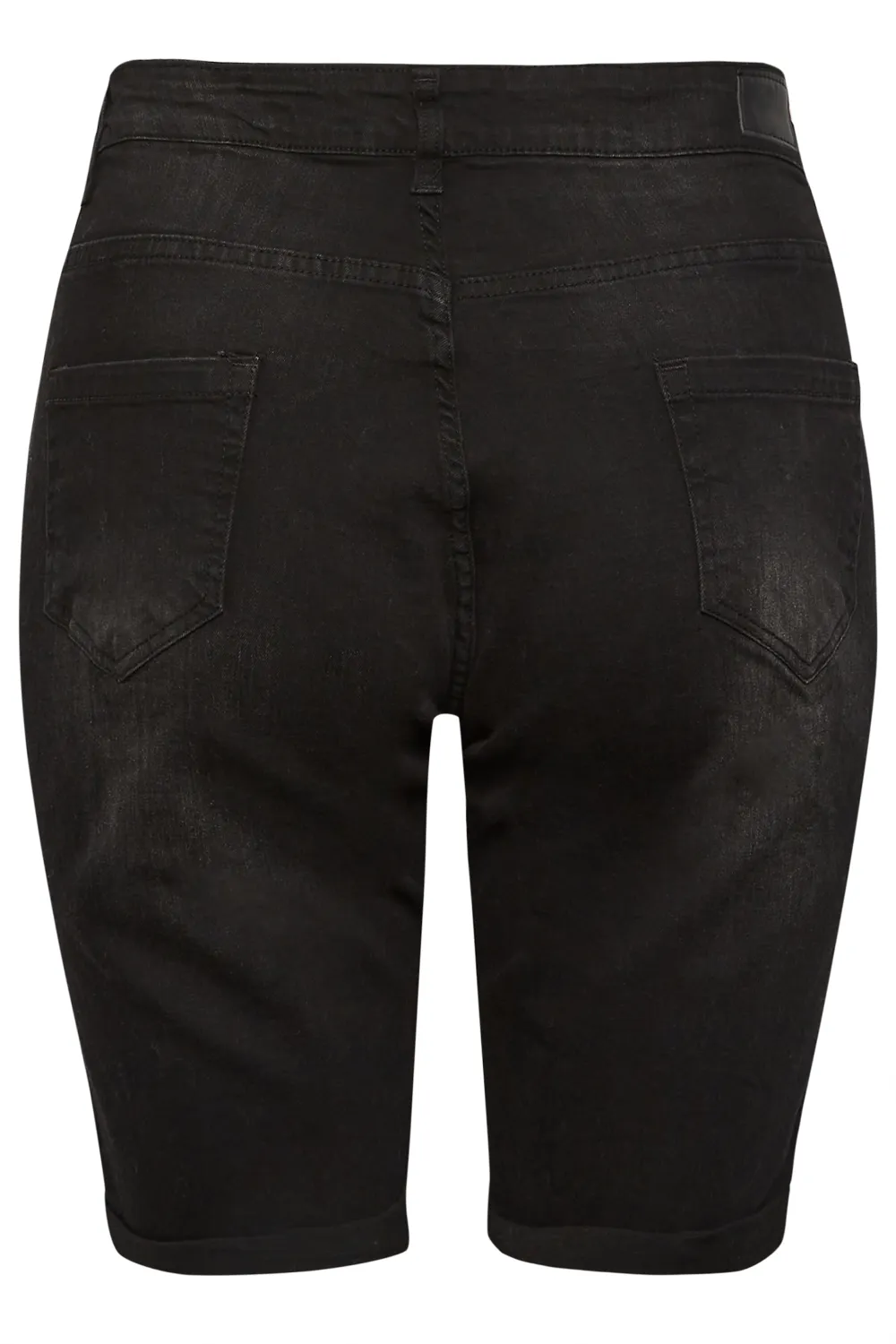 YOURS Curve Black Distressed Denim Shorts