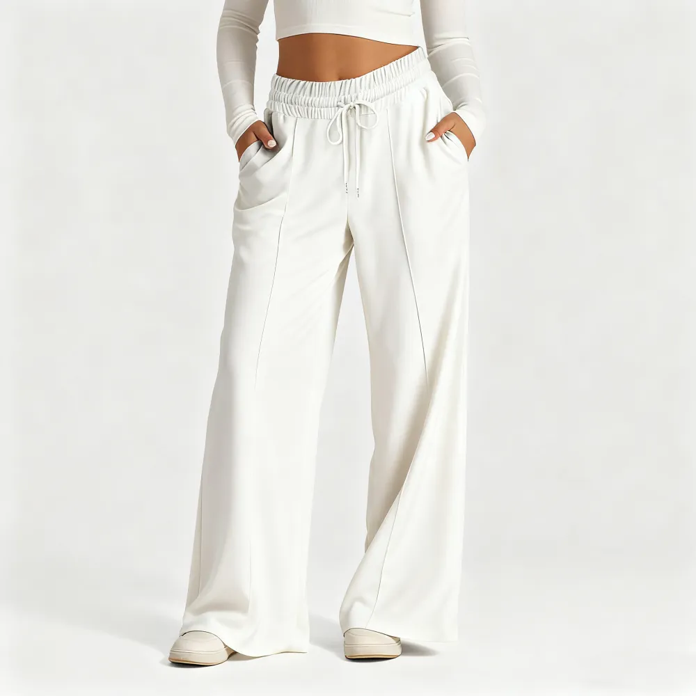 Women's Wide Leg Sweatpants Casual Loose Solid Color Pants Comfy Lounge Joggers Baggy Sweatpants Pockets