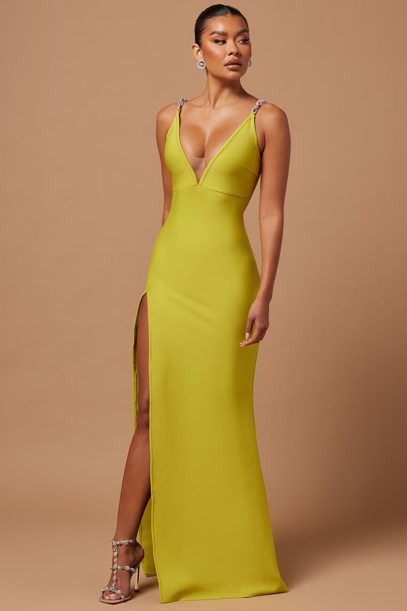 Addison Bandage Gown - Chartreuse