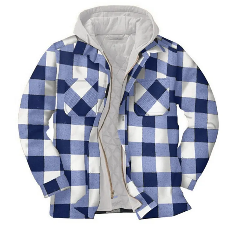 Mens Winter Plaid Thick Casual Jacket