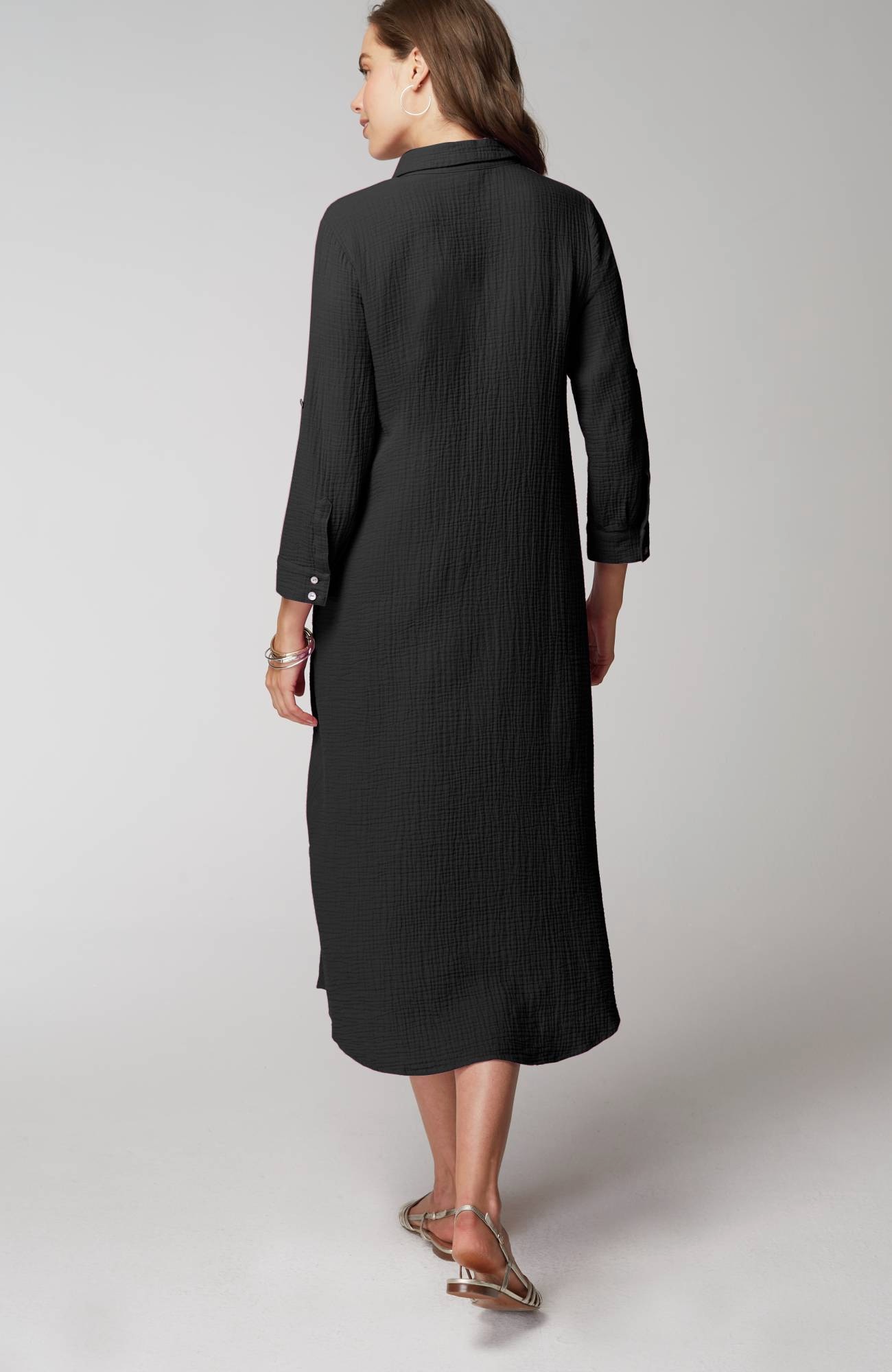 Cotton-Gauze One-Pocket Shirtdress