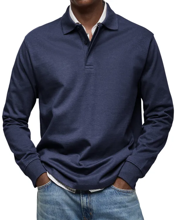 CLEARANCE SALE🔥 Men's Everyday Comfort Lapel Button Casual Long Sleeve POLO Shirt