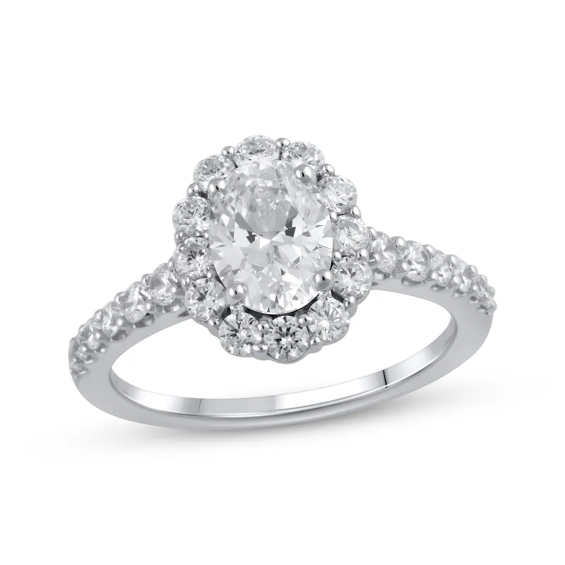 特意Lab-Created Diamonds by KAY Oval-Cut Engagement Ring 1-3/4 ct tw 14K White Gold