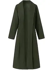 Women's Long Coat Overcoat Open Front Trench Coat Warm Winter Coat Long Sleeve with Pockets Oversize Black Army Green Gray