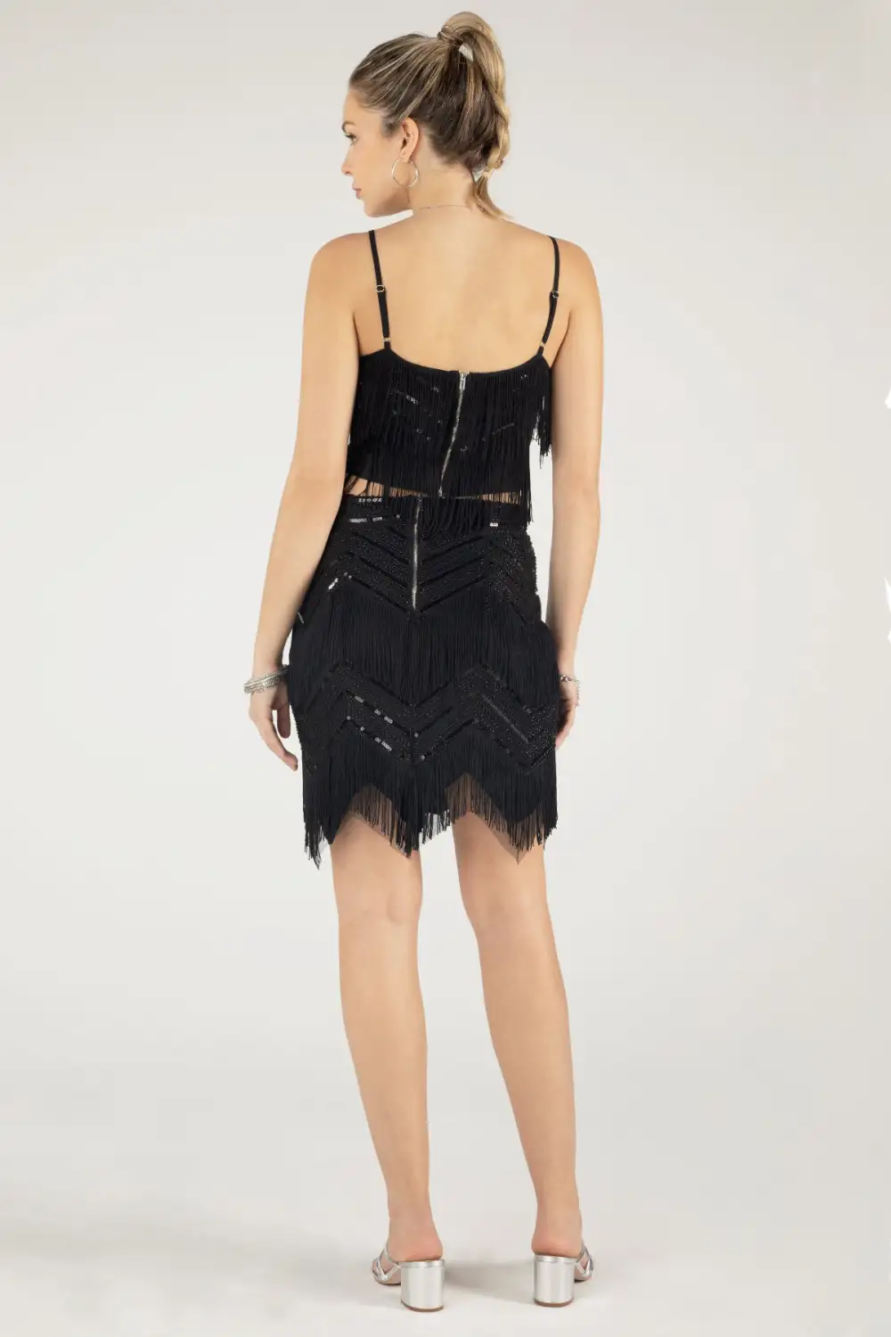 Embellished Fringe Mini Skirt
