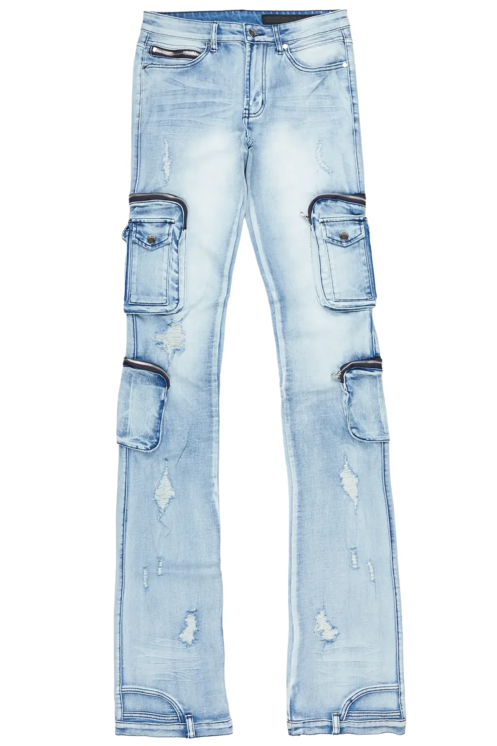 Shane Light Blue Super Stacked Flare Jean