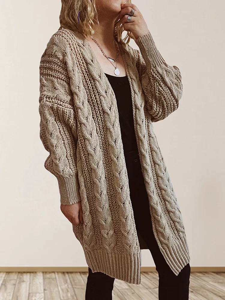 Long Sleeve Solid Color Sweater Cardigan