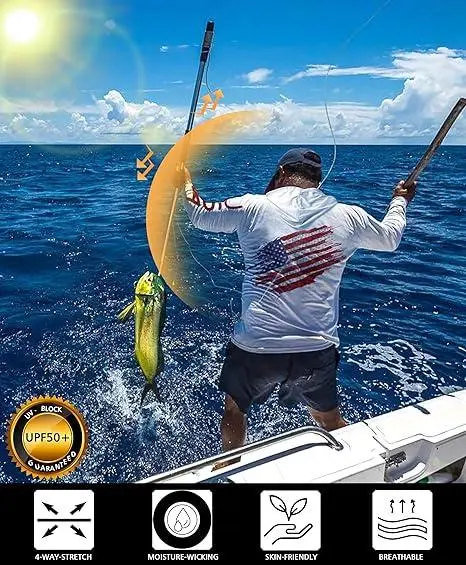 Men's UPF 50+ Quick-Dry Hoodie – Lightweight Long Sleeve UV Shirt for Hiking, Fishing & Outdoor Sports