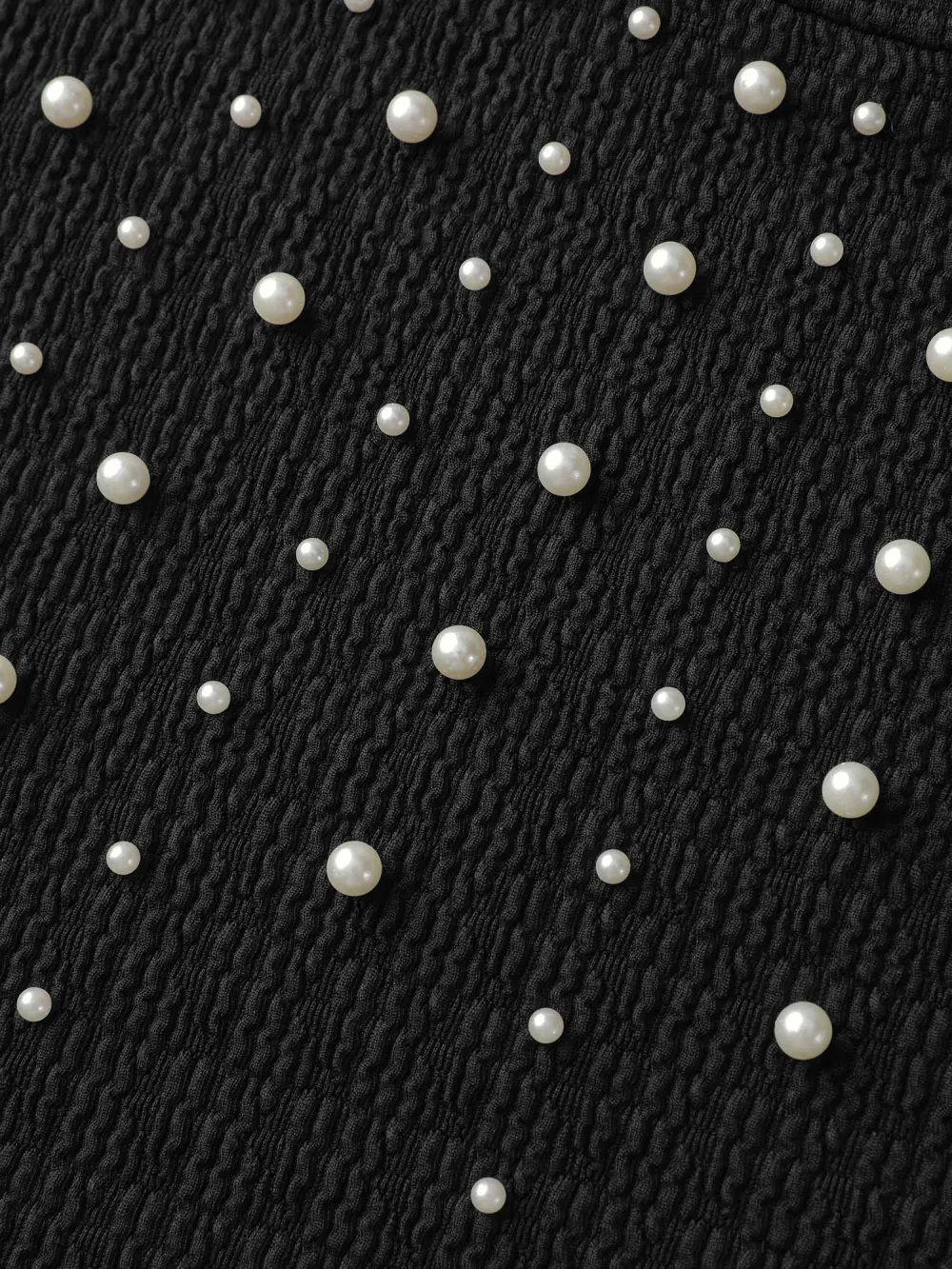 Beaded Round Neck Solid Sweatshirt