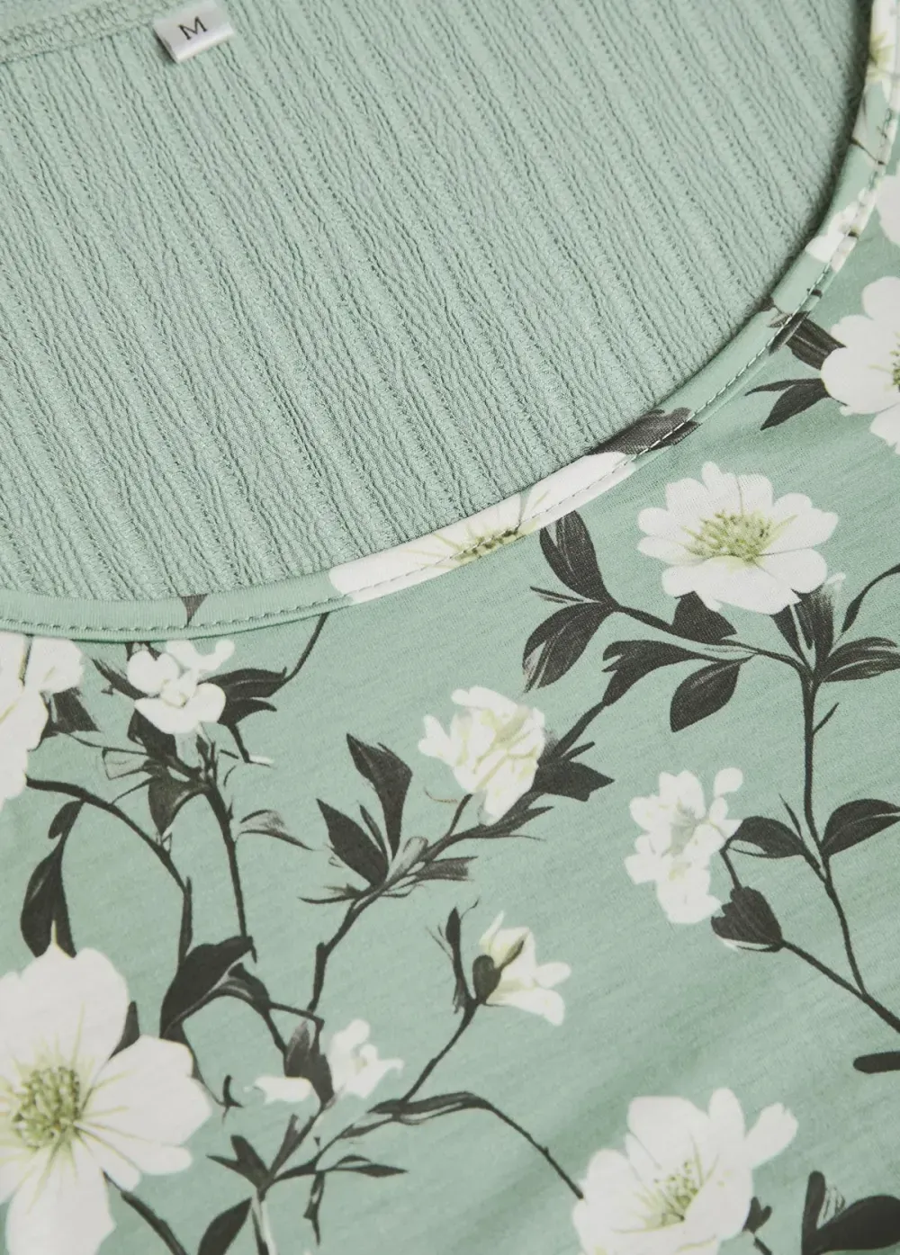 Sage Green Fake 2in1 Floral Print A Line Dress