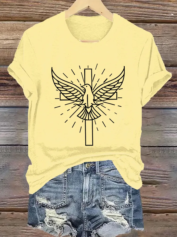 Women'S Holy Spirit Dove Pentecost Short-Sleeved Christian Gift Religious T-Shirt
