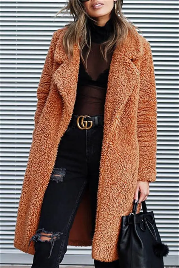 Feeling of Warmth Faux Fur Longline Coat - Beige