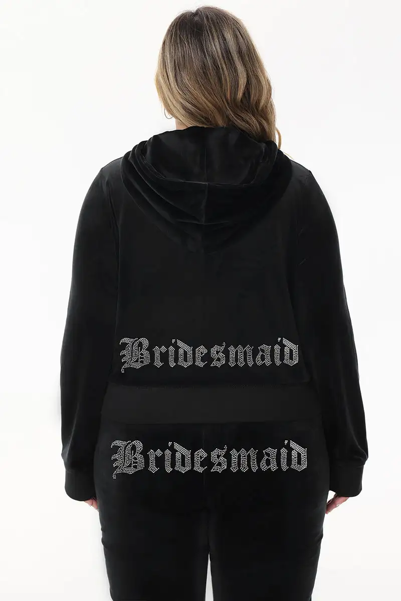 Bridesmaid Big Bling Velour Hoodie