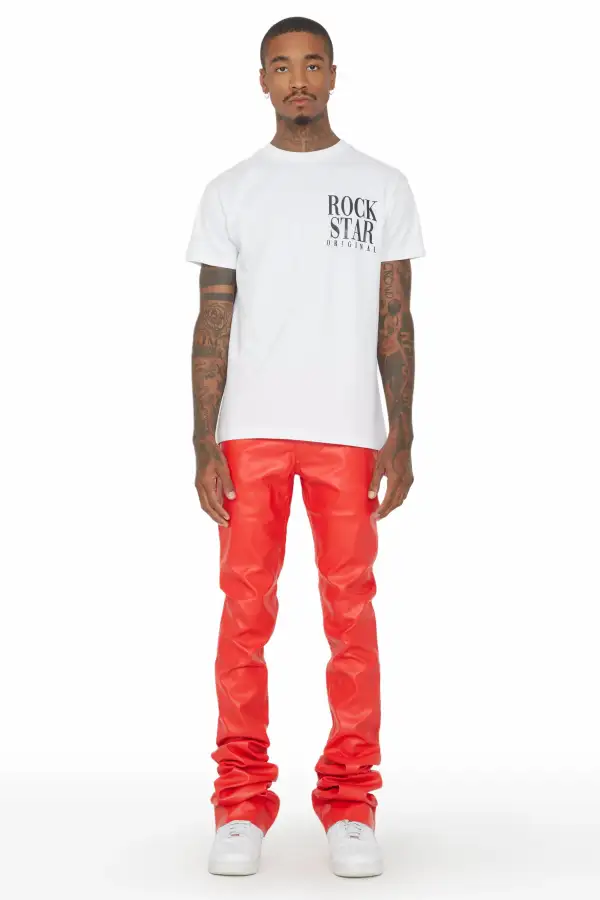 Ricky Red Super Stacked Faux Leather Pant